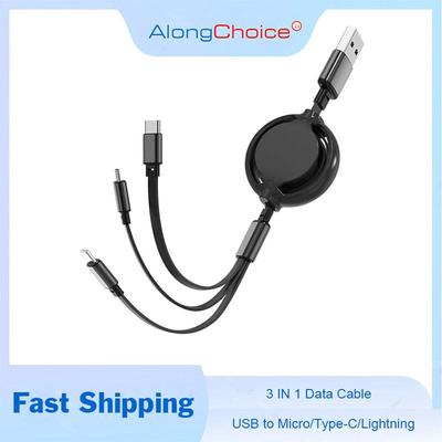 2025 Nouveau Câble de Données 3 en 1 Câble USB Rapide Pour Huawei Honor Rétractable Portable Micro USB Type C Câble de Chargeur Pour IOS Samsung