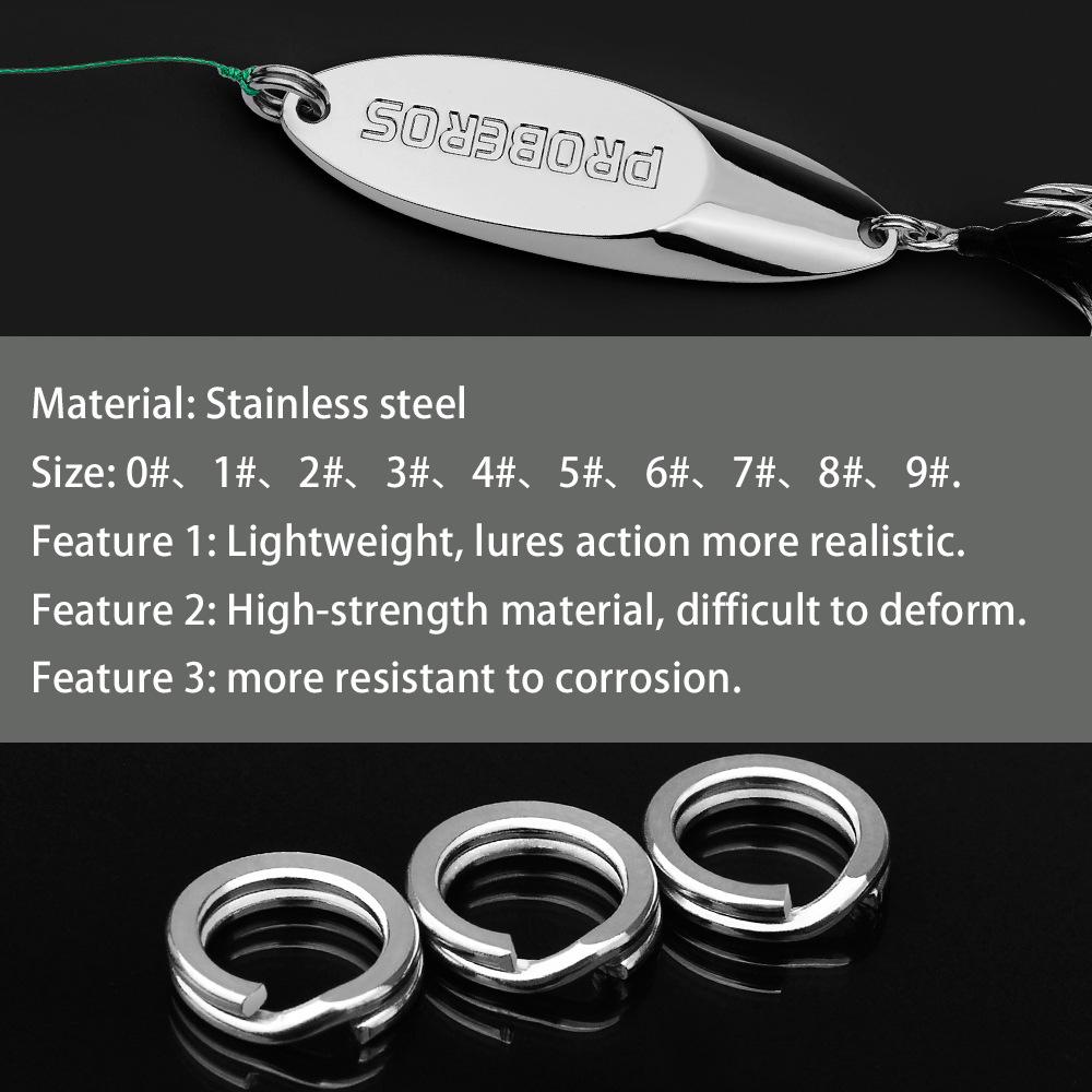 100pcs Stainless Steel Double Ring Flattened Loop Sub Bait Hook Connector Reinforced Flattened O-ring Fishing Gear Accessories