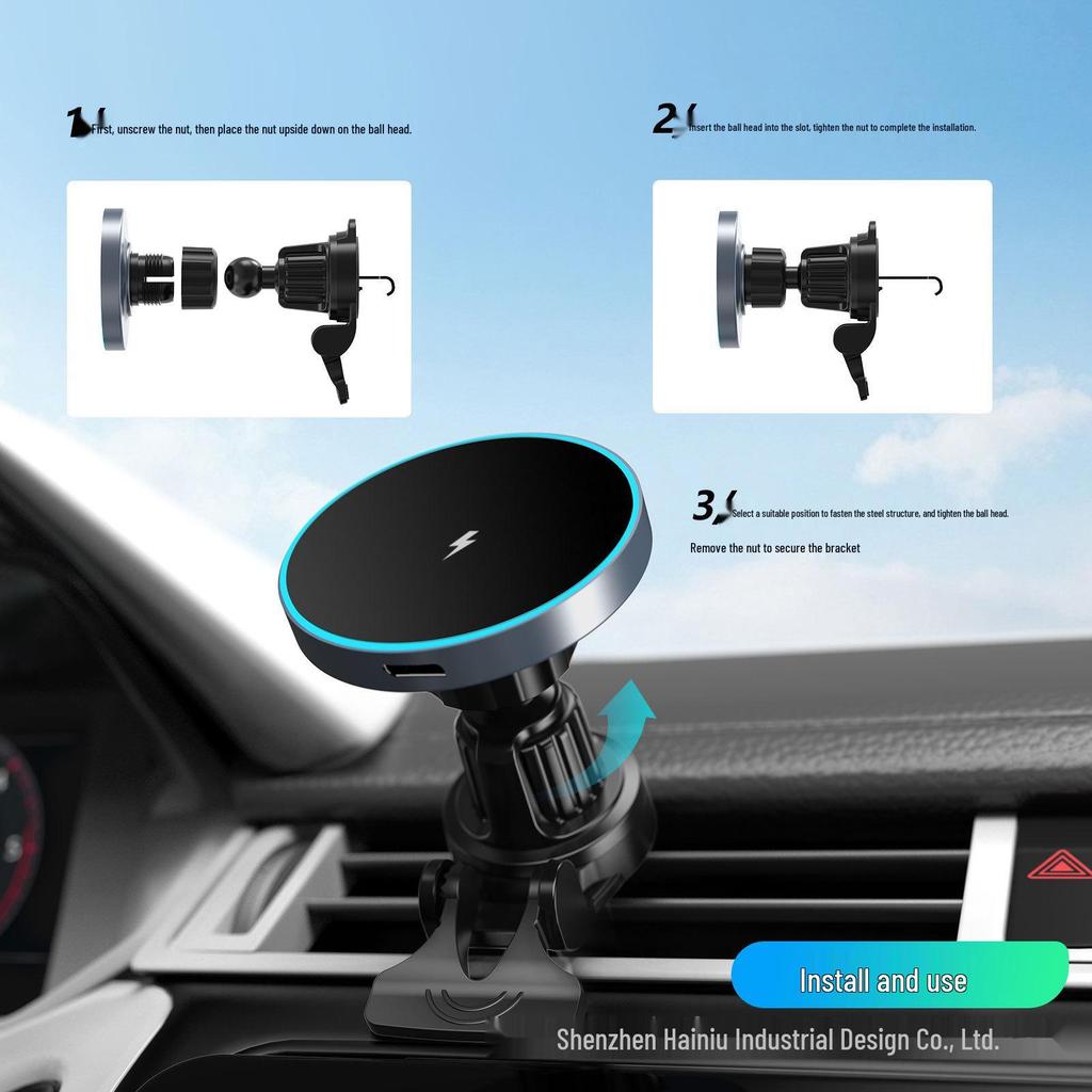 Magnetic Wireless Car Charger & Phone Holder for Apple Devices
