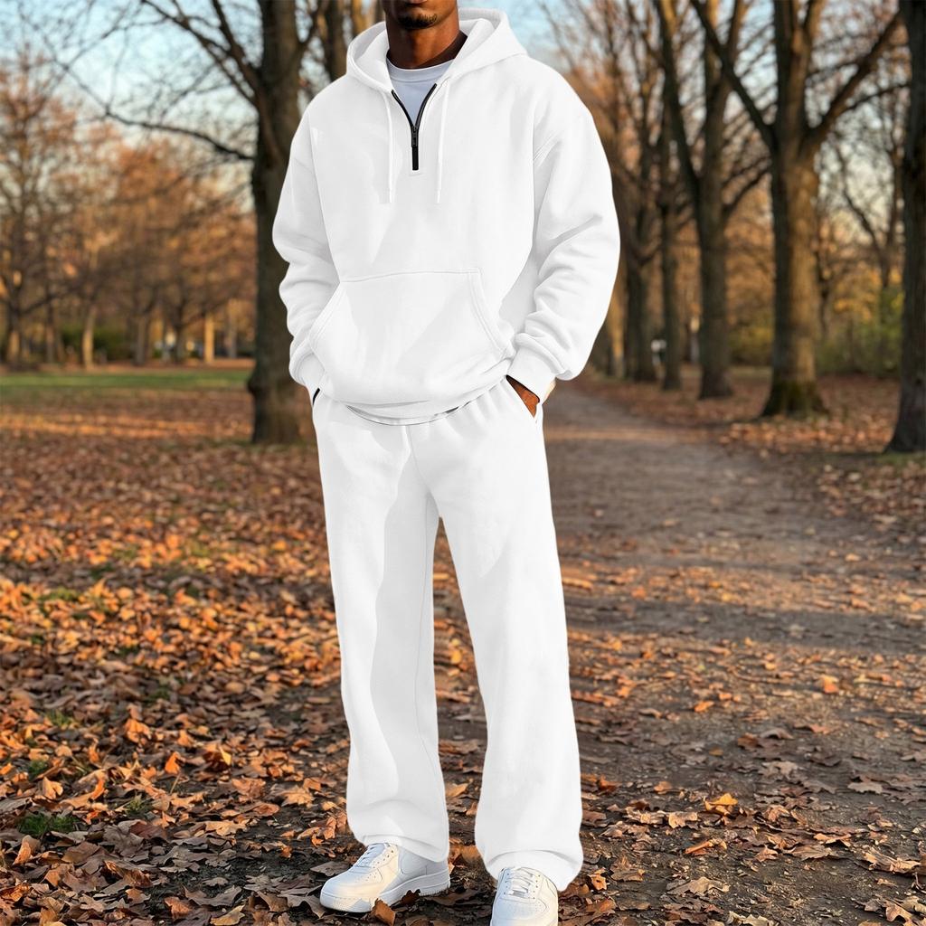 Herren 2-teiliges Set: Reißverschluss-Kapuzenpullover und Jogginghose mit elastischem Bund für Outdoor-Sport und Freizeit