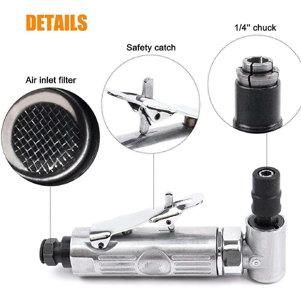 Air Die Grinder 90° 20000RPM Adjustable Speed Pneumatic Grinder Machine for Polishing Pneumatic Grinder Right Angle Die Grinder