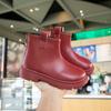 Girls Ankle Boots Kids Rubber Boots Unisex Fashion 2024 Autumn Winter Back Zipper Simple Classic Children Winter Shoes Anti-skid