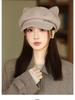 Retro Korean-Style Women's Beret: Octagonal Duckbill Hat with Cat Ears, Perfect for Autumn/Winter and Large Head Circumference