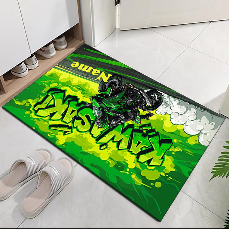 Custom Name Motorcycle Printed Carpet, for Office Chair Living Room Bedroom Kitchen Room Decor Gifts.