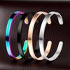 Women's C-shaped Adjustable Titanium Steel Bracelet - 6mm Wide, Colorfast Jewelry.