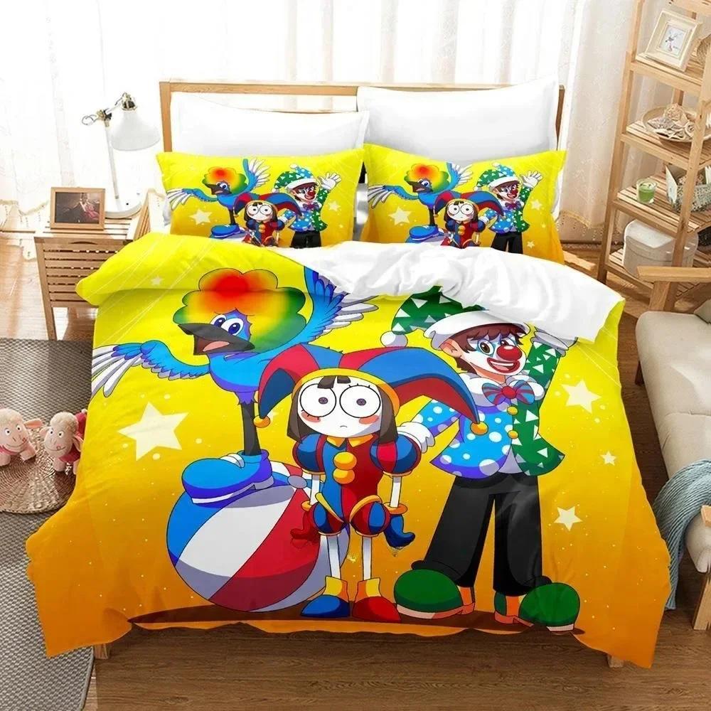 3D Printing The Amazing Digital Circus Bedding Set Cartoon Anime Three-piece Set Adult Kid Bedroom Duvetcover Sets Home Textiles