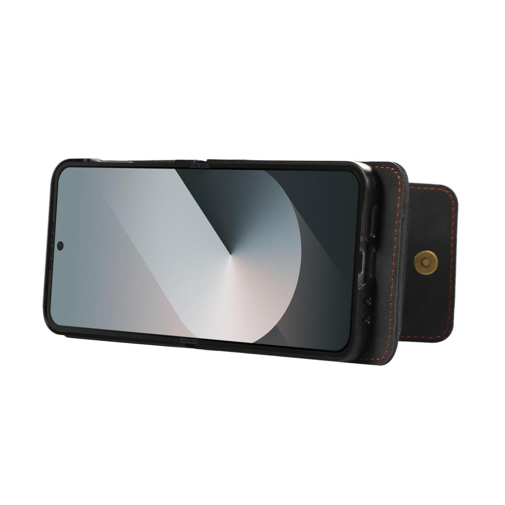 For Samsung Galaxy Z Flip7 FE 5G/Z Flip6 5G Case Card Holder Kickstand Leather + TPU Phone Cover with Shoulder Strap