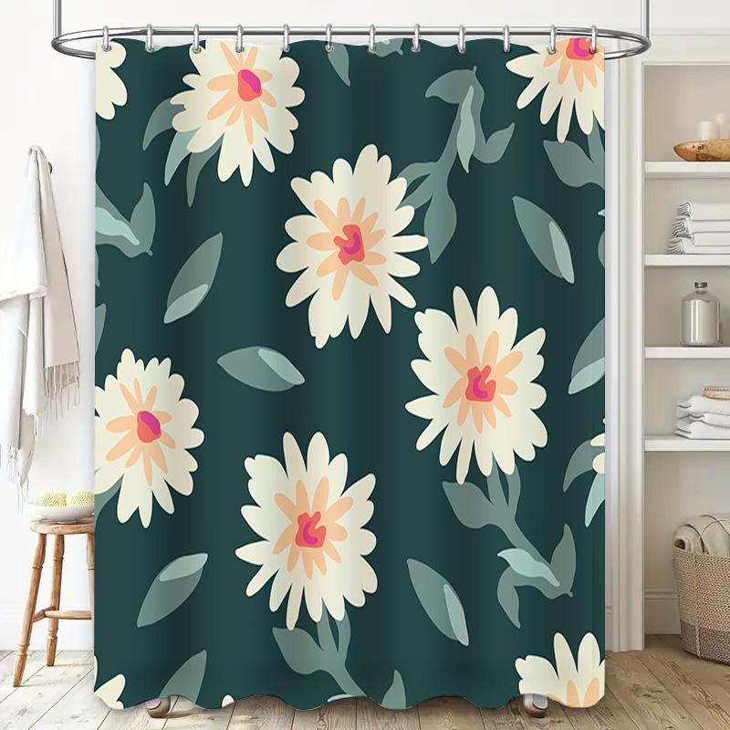 Vintage Retro Shower Curtain Floral Print Green Bath Decorative Home Decor Waterproof Bathroom Shower Clothes Linen