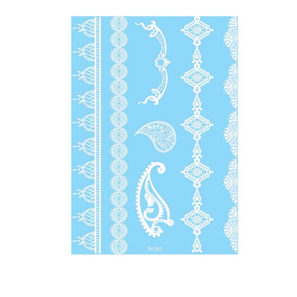 White Lace Arm flower Waterproof Body Art Temporary Tattoos Henna Stickers Tattoo Sticker Simulated
