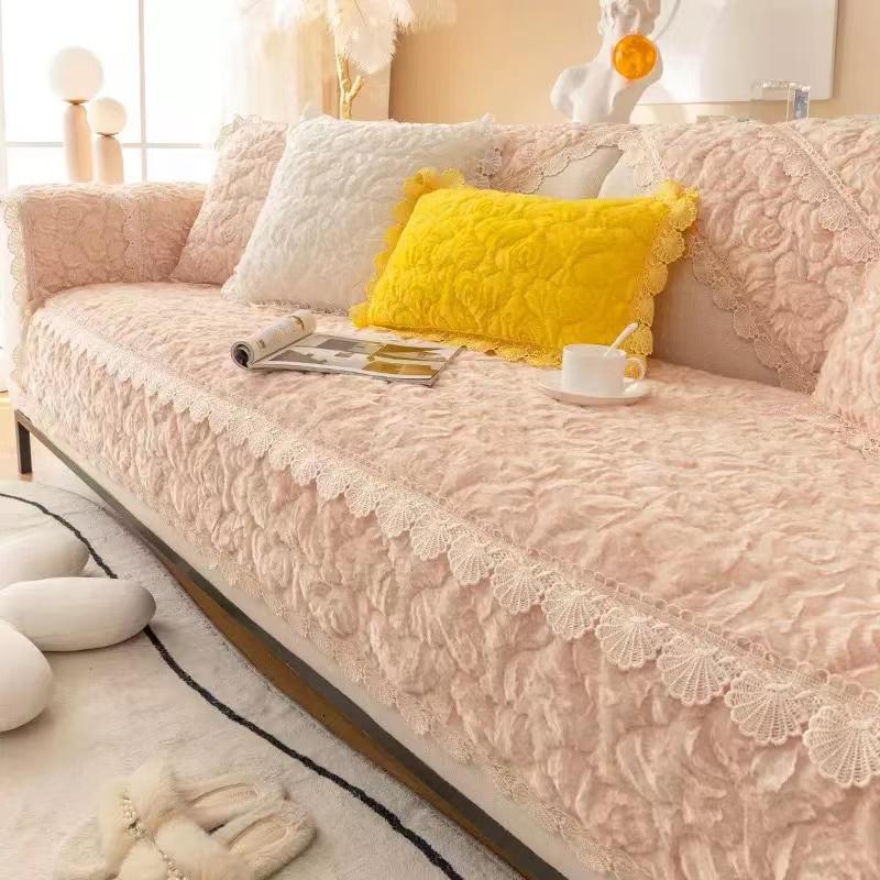 Winter Warm Soft Velvet Universal Sofa Cover Luxury Thick Plush Sofa Towel Sectional L-shaped Couch Cover Bay Window Mat