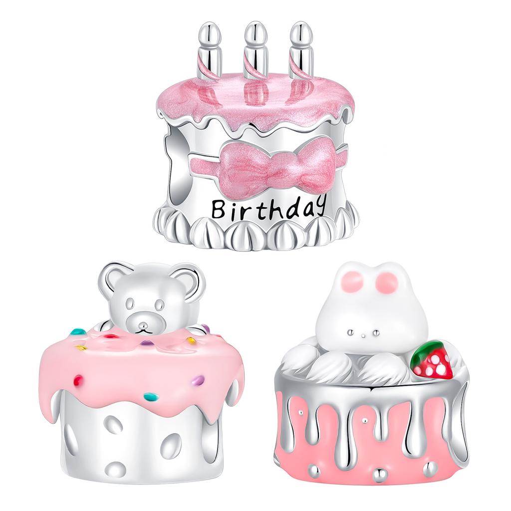 Brand New Copper Metal Bunny Bear strawberry birthday cake Bead Components Charm Bead Components Bead Components Compatible With Authentic Original