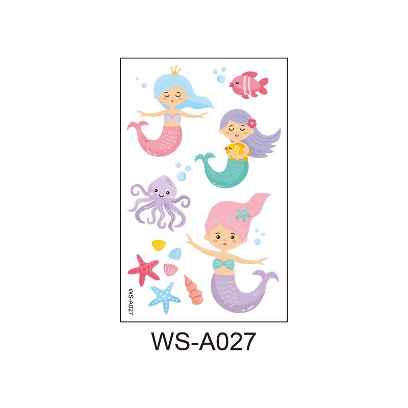 Children's Cartoon Mermaid Tattoo Sticker Pink Princess Waterproof Cute Fun Disposable Bonus Sticker