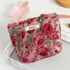 1pc Vintage Red Rose Makeup Bag Rose Pattern Makeup Bag Makeup Storage Bag Cute Daily Washing Bag