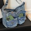 Vintage Large Capacity Denim Messenger Bag Women's Shoulder Crossbody Bag