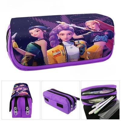 Trepied pentru creioane Demon Hunters Model de desene animate Imprimat Geantă pentru pixuri Zoey Rumi Mira Geantă de depozitare papetărie pentru elevi
