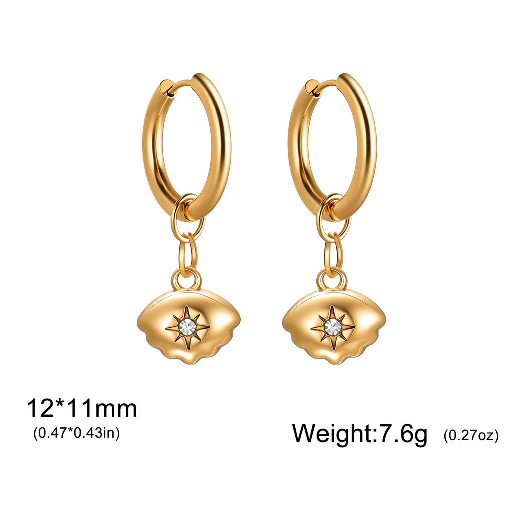 Xiaomi Skyrim Heart Star Shell Flower Clear Zircon Drop Earring Stainless Steel Gold Color Minimalist Hoop Earrings Women Jewelry Gift