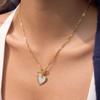 Youthway Elegant Heart Shape Shell Pendant Necklace For Women Romantic 18K Gold Plated Stainless Steel Necklace Fashion Jewelry