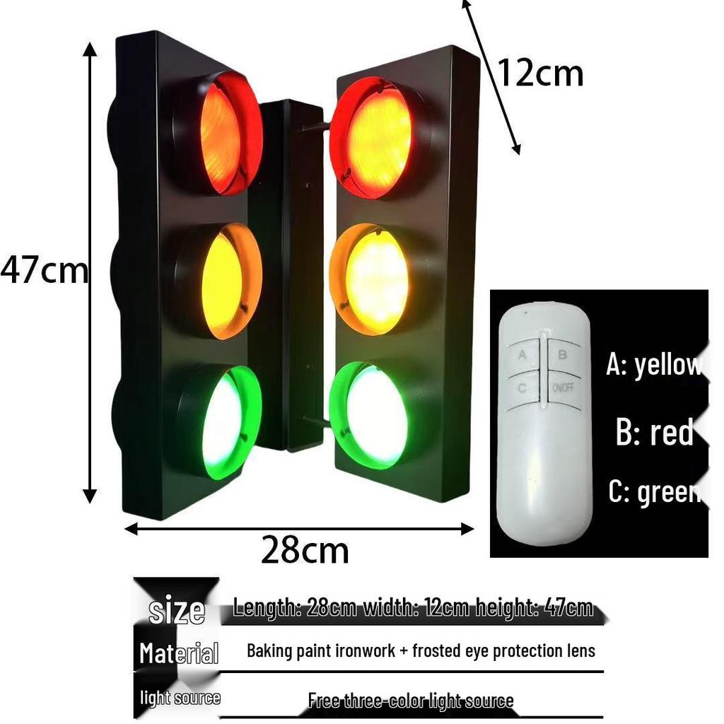Industrial Retro LED Traffic Light Wall Lamp for Bar or Gallery Decor