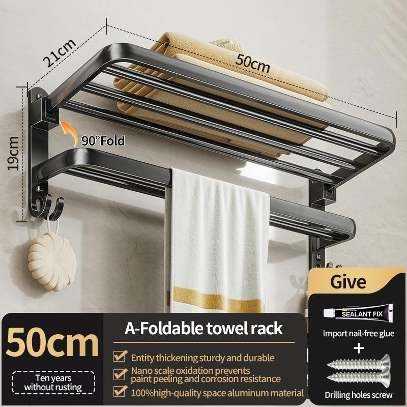 No Drill Bathroom Hardware Towel Rack with Hook Wall Mounted Towel Bar Tissue Holder Toothbrush Holder For Home Accessories