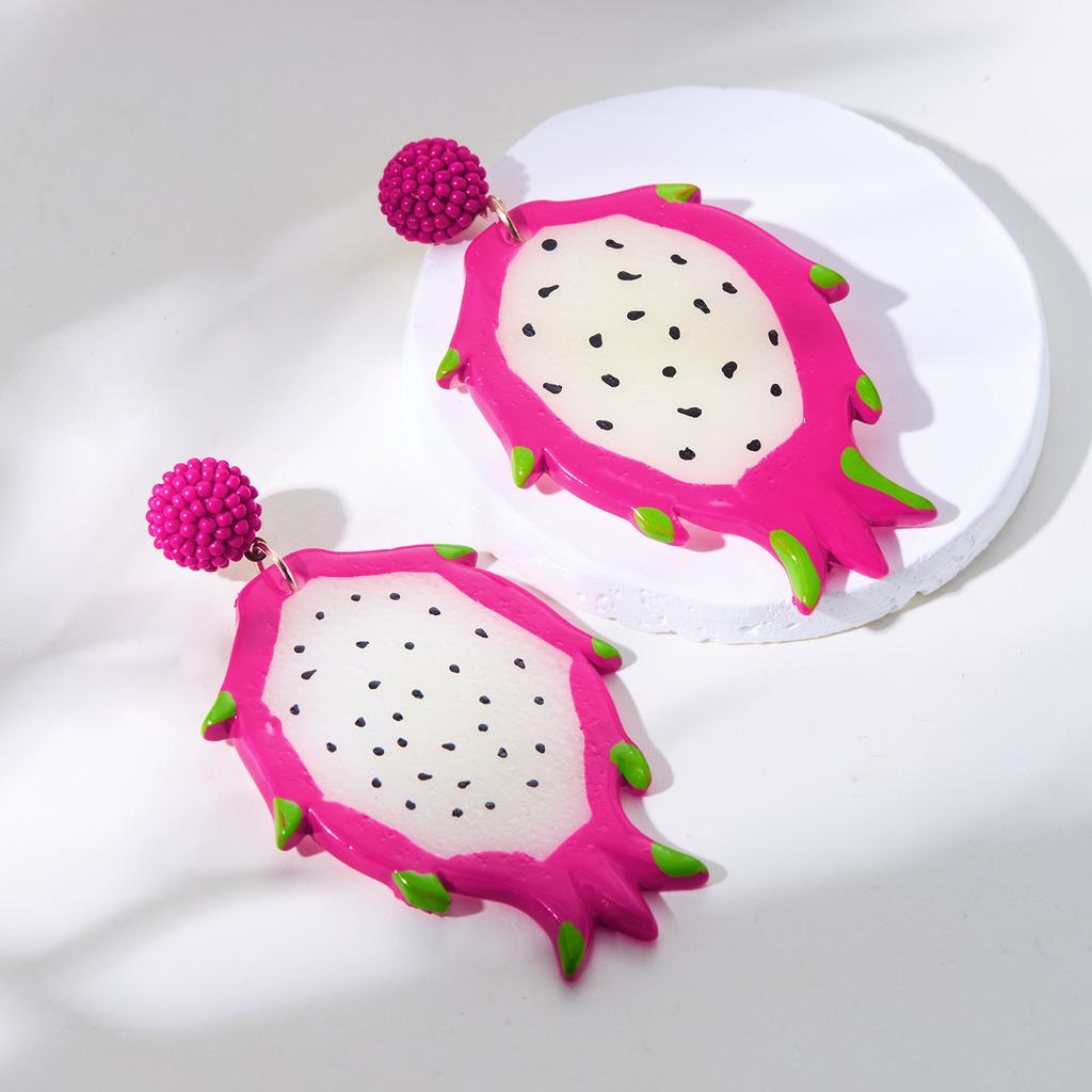 Fashion Acrylic Fruit Big Dangle Earrings For Women Trend Lemon Strawberry Pitaya Simulated Fruit Pendant Earring Charm Jewelry