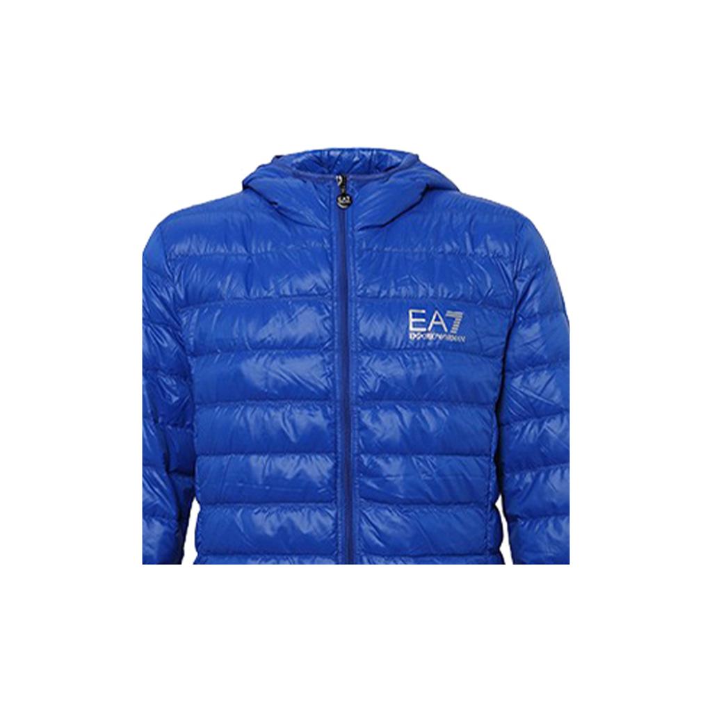 Emporio Armani EA7 Letter And Number Print Hooded Zip-Fit Casual Down Jacket Men Outerwear Blue 8NPB02-PN29Z-1598