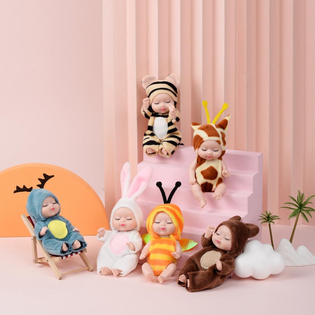 Kawaii Păpuși Reborn de Simulare de 3,5 inch Jucărie Mini Drăguță Păpușă Serie Bebeluș Adormit Jucărie Animal de Desene Animate Pentru Copii Cadou de Ziua de Naștere