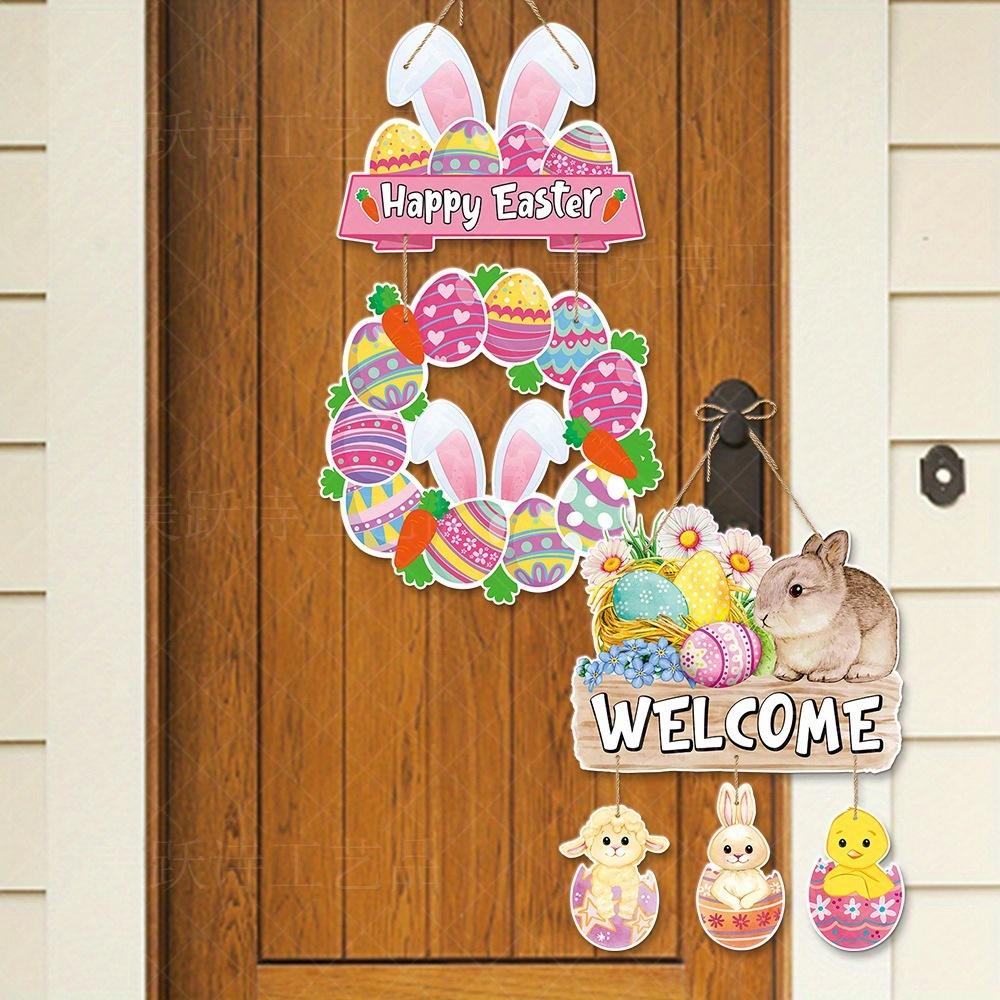 Easter DIY Hanging Ornament with Sting and Dispensing Glue, Easter Bunnies, Eggs and Carrot Elements, for Home Office Room Party