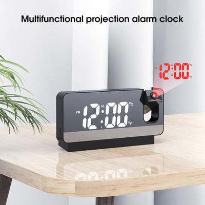 Alarm Clock Mirror Effect Time Projection Mute LED Large Screen Digital Clock for Home