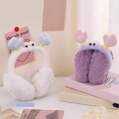 Yousheng Earmuffs Crab Design Soft Plush Warm Winter Ear Warmers Foldable Elastic Headband Winter Ear Protection Earmuffs