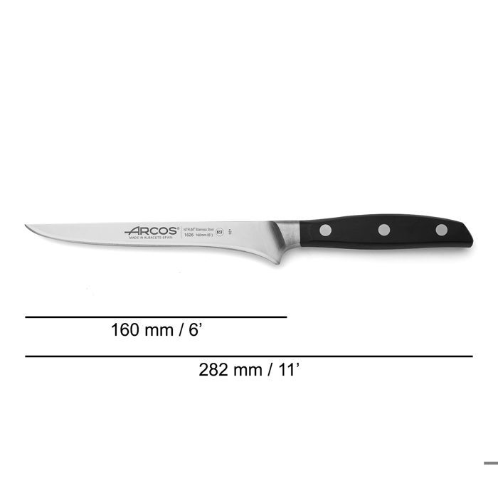 Couteau désosseur - Arcos - Manhattan - 16 cm - Acier inox - Manche POM noir
