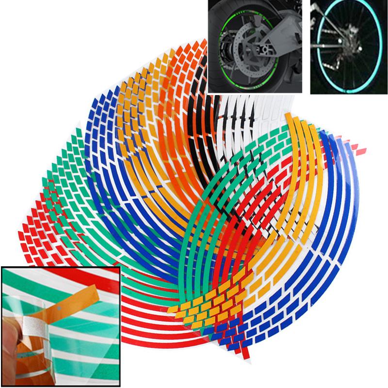 Motorcycle Wheel Tire Stickers Strips Reflective Rim Tape Strips for Motorcycle Car Wheel Tire Stickers Motorbike Auto Decals
