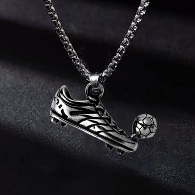 Collier Pendentif Chaussure de Football Garçons Argent Vintage Style Hip Hop Punk Sport Acier Inoxydable Chaîne Mode Bijoux Homme