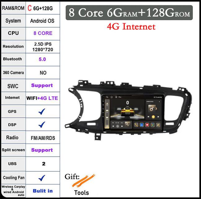 9 lnch For Kia K5 Optima 3 2011-2015 Car Radio Video 4G+wifi Multimedia Navigation GPS Stereo Android Auto Touch Screen