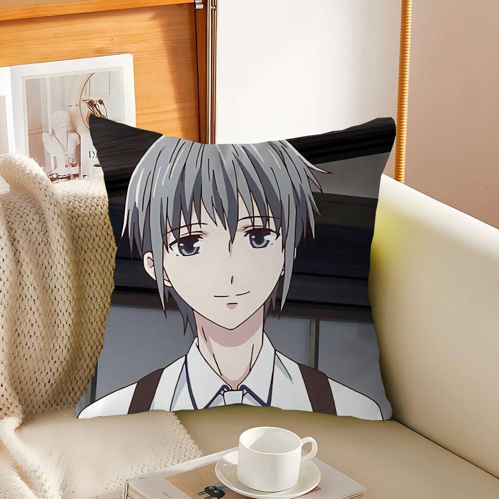 F-Аниме Наволочка Fruits Basket 45x45см Милая наволочка Подушка для гостиной Диван Чехол на подушку Спальня Домашнее украшение Детский подарок 12x12Inch