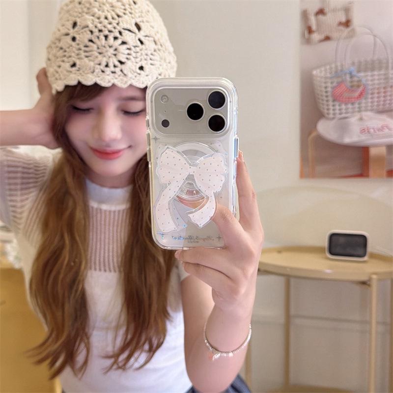 Luxury Rhinestone Bow Magnetic Phone Case for iPhone 17/16 Pro Max/15/14