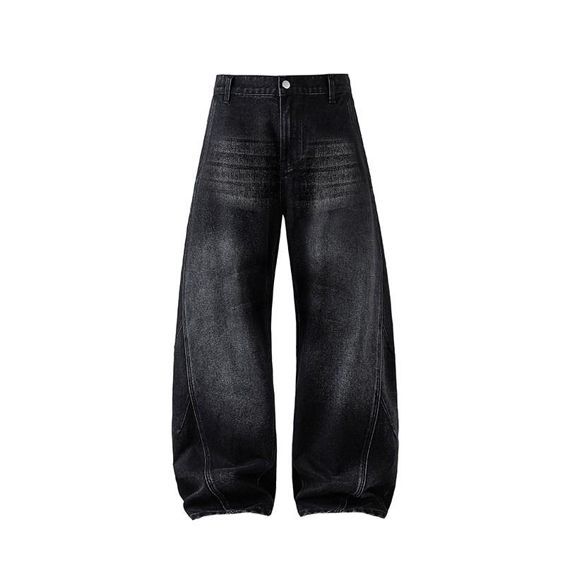 Loose men's and women's trousers autumn new washed low-rise American retro jeans men's scimitar straight wide-leg pants