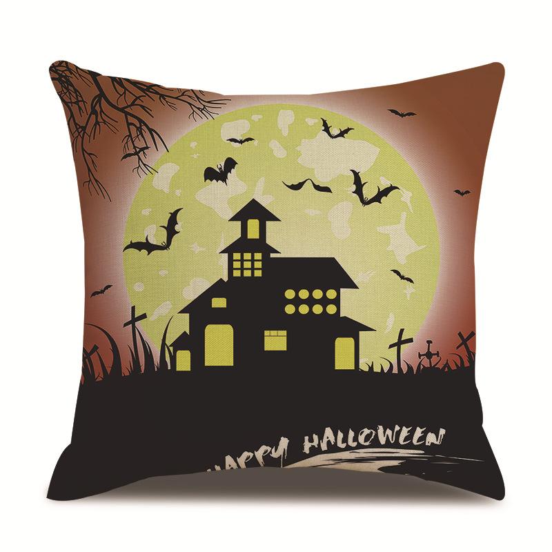 Halloween Linen Pillow Cover Printed Pillow Cover