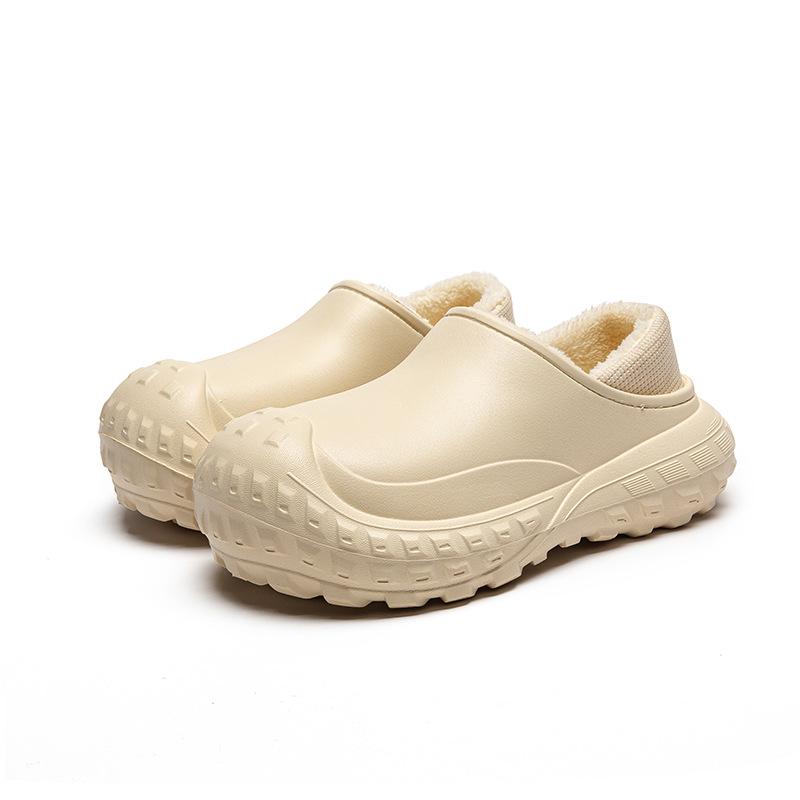 2025 Winter Waterproof Cotton Slippers: Warm, Slip-On, Fleece-Lined, Heel-Covered for Men & Women