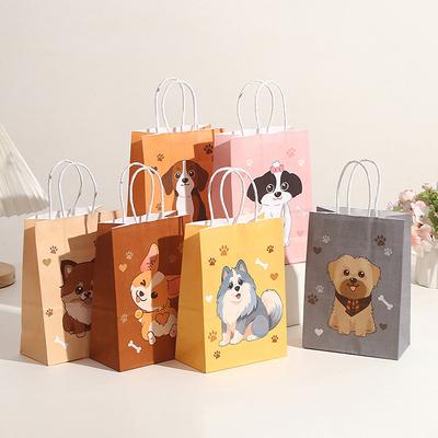 6Pcs Sacola de papel para cachorro com alça Sacola de doces para festa de aniversário de cachorro Sacola de lembrancinhas para festa de aniversário infantil Sacola de lembrancinhas para casamento Chá de bebê