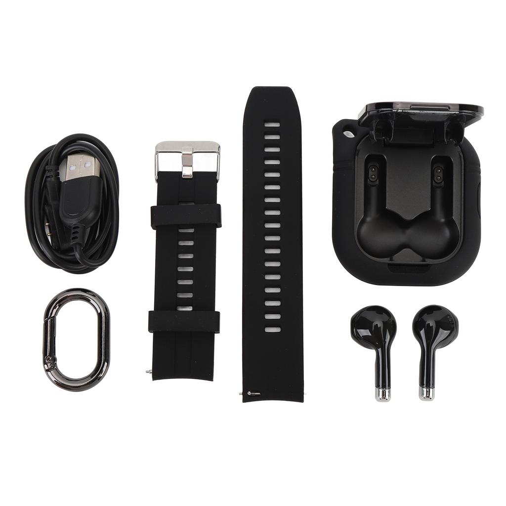 2 In 1 Smart Watch with Earbuds 2.01 Inch TFT Touch Screen Bluetooth Call Music Play Step Count Multi Function NFC