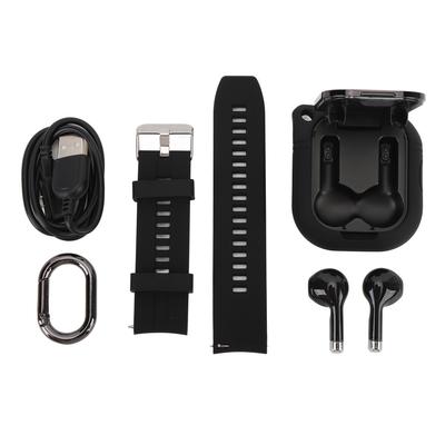 2 In 1 Smart Watch with Earbuds 2.01 Inch TFT Touch Screen Bluetooth Call Music Play Step Count Multi Function NFC