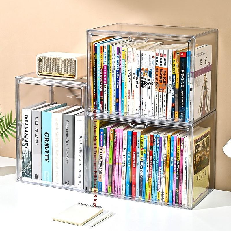 Transparent Acrylic Desktop Display Cabinet - Dustproof Large Capacity Bookshelf, Cd Album Book Magazine Sorting Storage Box