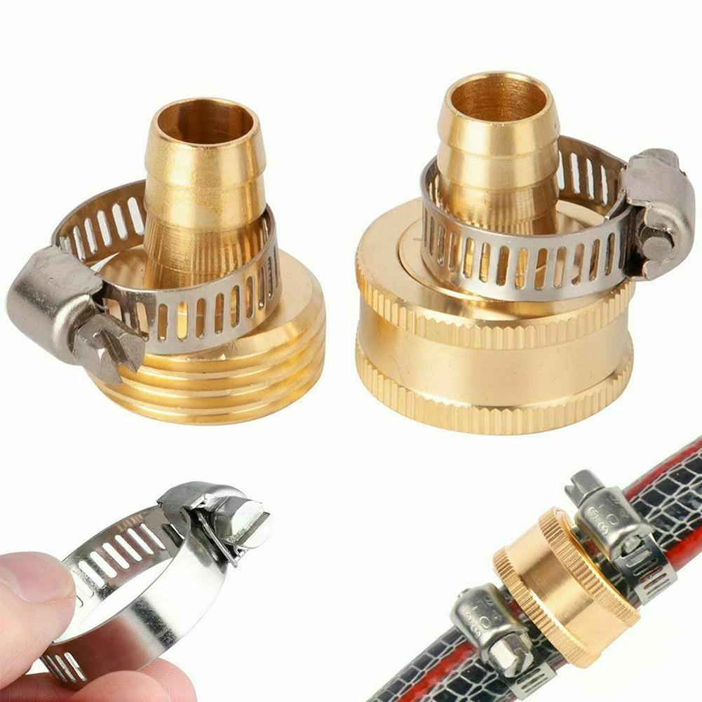 Heavy Duty Brass Mender End Repair Kit Male Female Hose Connector 3/4 Inch