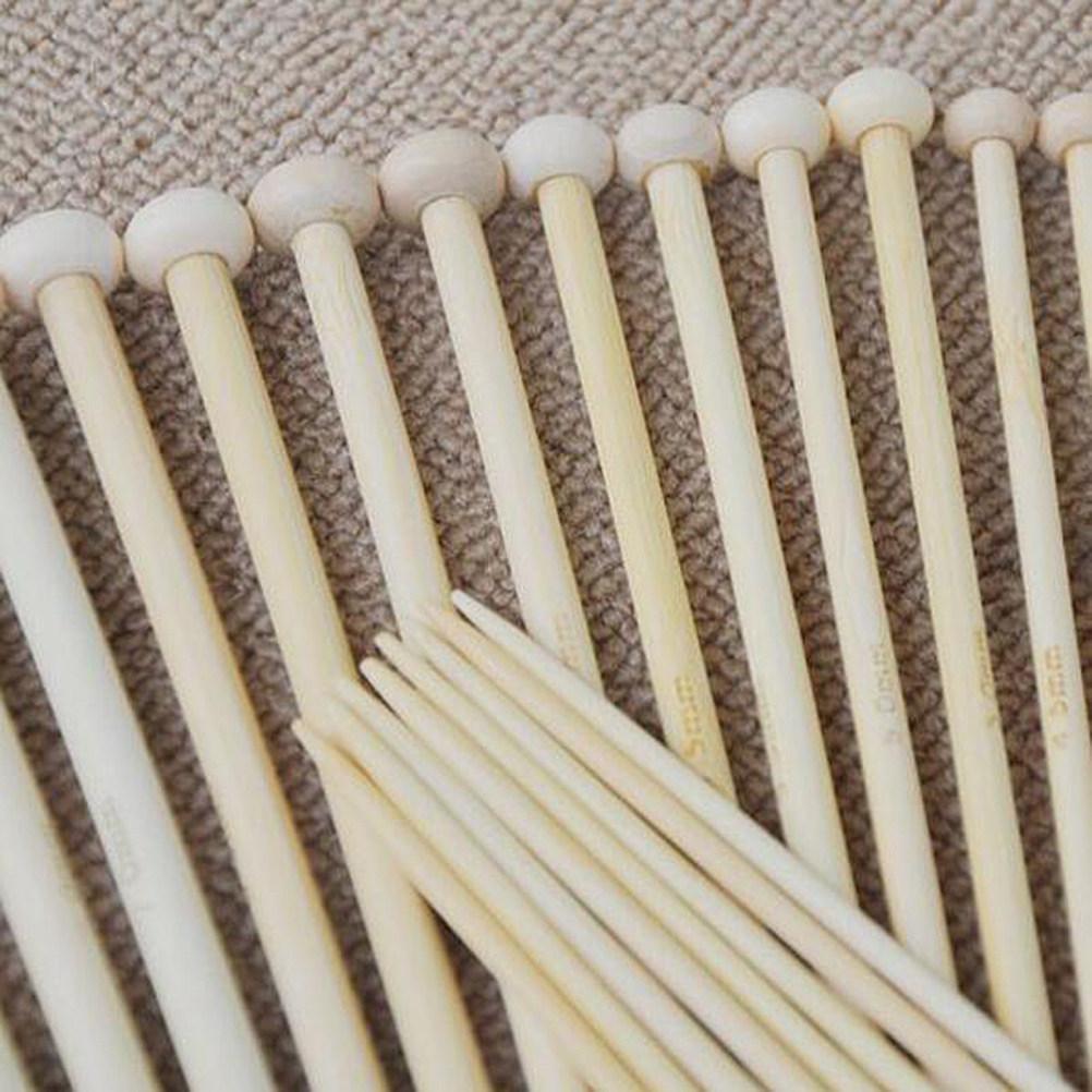 

36Pcs Bamboo Knitting Needles 12Cm Single Pointed Straight Needles Odorless Sturdy Smooth for Handmade Sweater Scarf 25cm