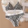 Summer New Women's Leopard Print Traceless and Steel Rim Bra Adjustable Shoulder Strap Back Women's Underwear Set