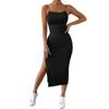 2024 Spring Women's European & American Backless Bodycon Sling Dress with Slit