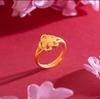 Vietnamese Gold-Plated Brass Peach Blossom Clover Ring - Adjustable Hot-Selling Style