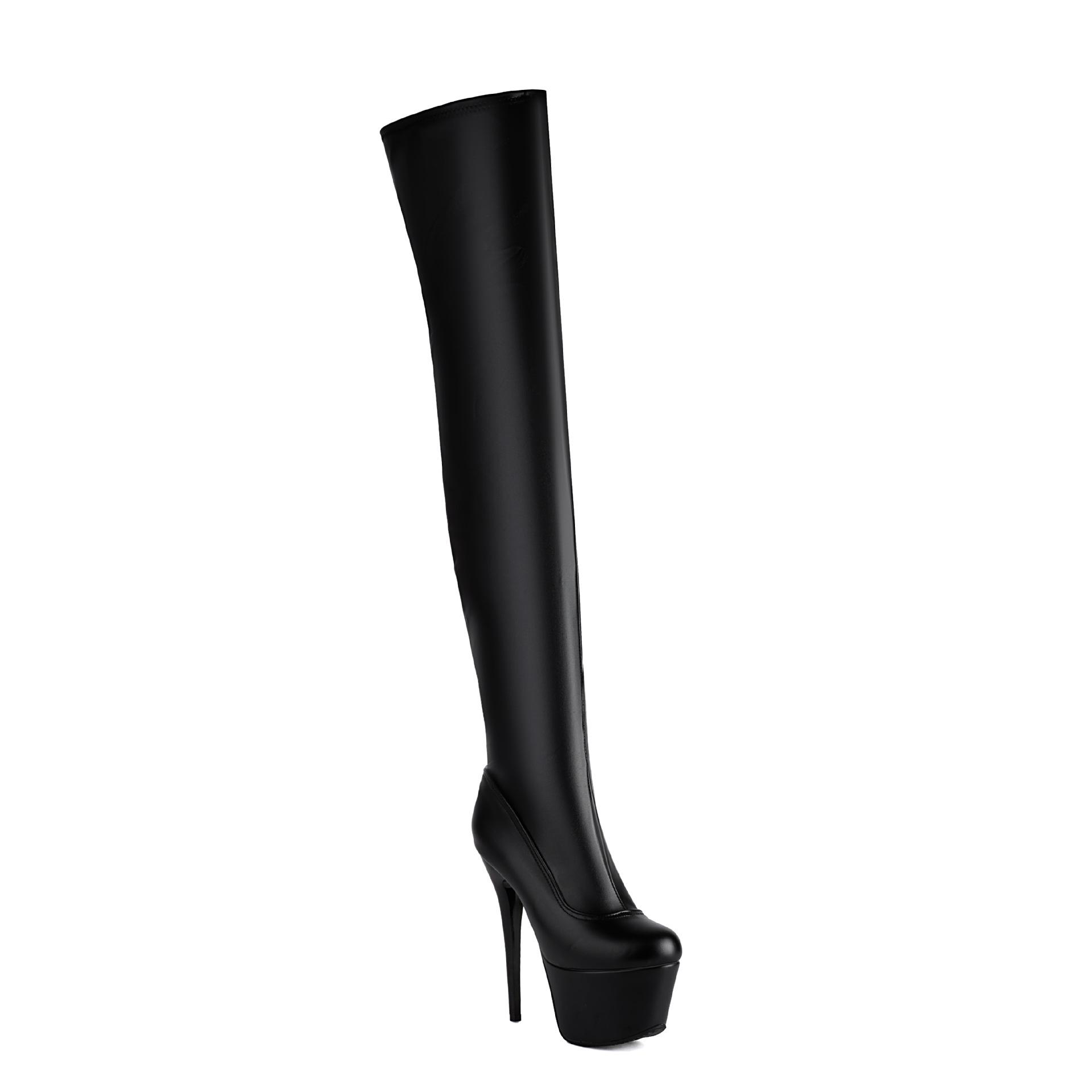 

Sexy Black Platform Over-the-knee Long Boots Ladies Side Zipper Stiletto 15.5cm Super High Heel Nightclub Stripper Women Shoes 39