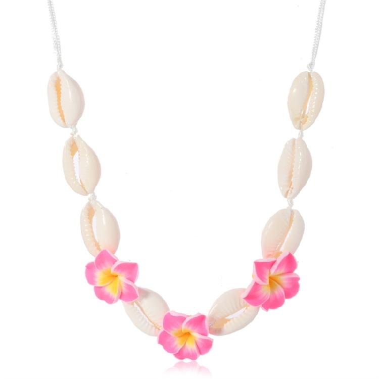 Handmade Ceramic Floral Shell Necklace Intricate Petal Designs Everyday Jewelry Accessory