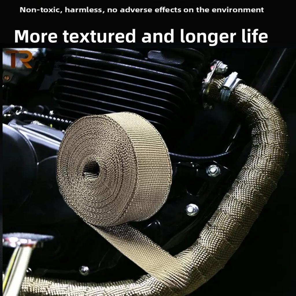 Lava Fiber Heat Shield Car Motorcycle Exhaust Thermal Tape Header Pipe Heat Wrap Tape Thermal Protection with Stainless Ties
